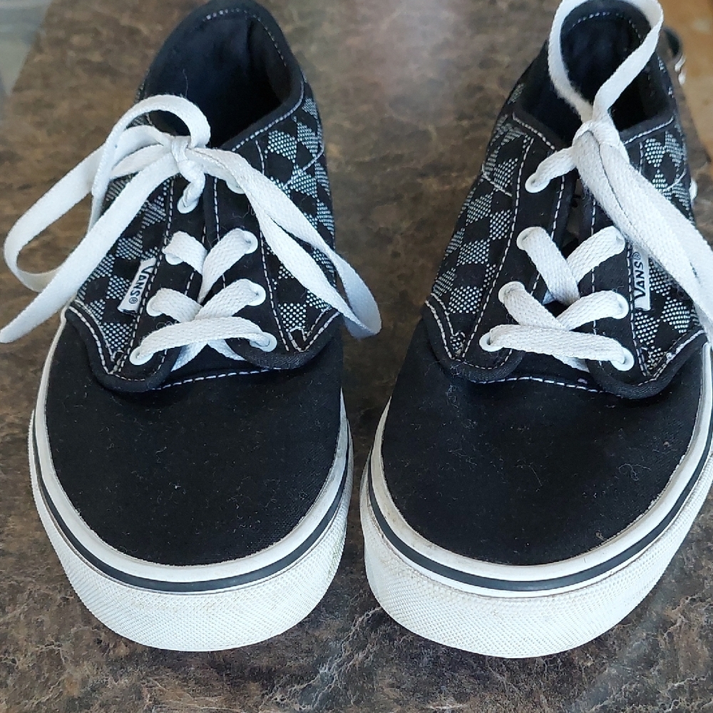 Vans Black and White Classic Sneakers with Canvas Upper and Rubber Soles